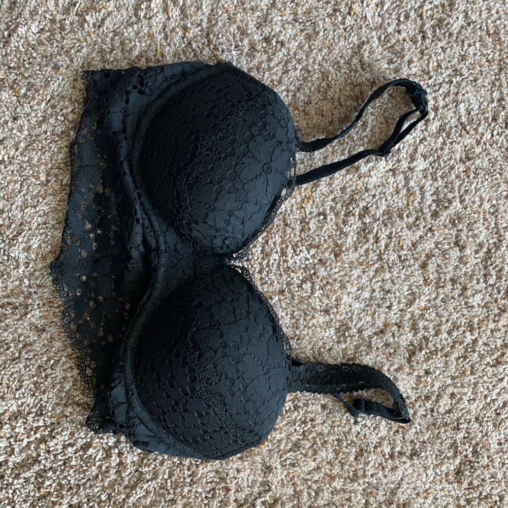PINK black lace bralette